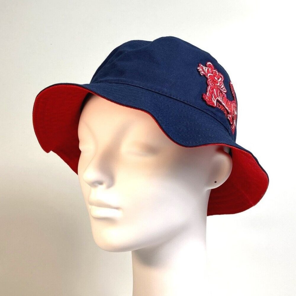 DIOR Embroidery Taiga patch Kenny scharf Bucket hat cotton blue - Picture 5 of 11